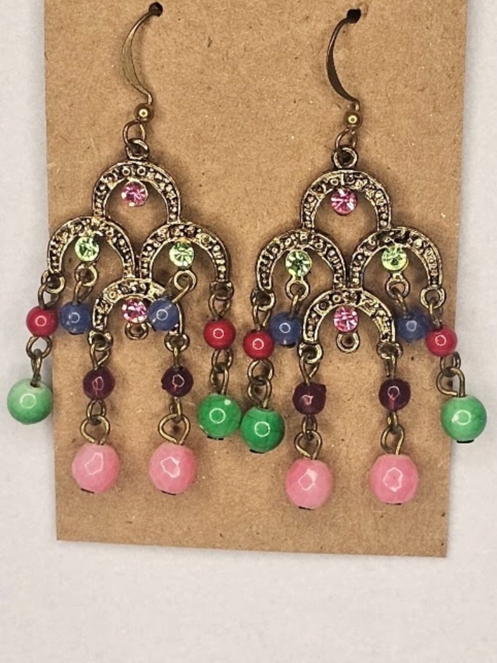 Vintage Boho Brass Chandelier Dangle Earrings
